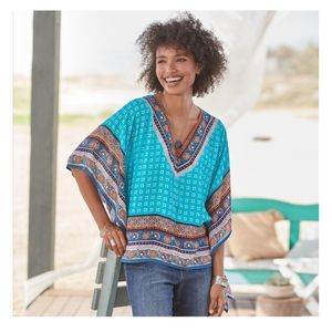 Sundance Poncho Style Scarf Blouse, size M